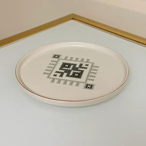 Set of 27 Turkish Porcelain Dinnerware Set with Kilim Pattern, Geometric Design Plates, Bowls & Serving Trays