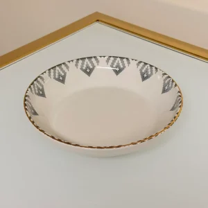 Set of 27 Turkish Porcelain Dinnerware Set with Kilim Pattern, Geometric Design Plates, Bowls & Serving Trays