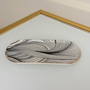 Set of 27 Turkish Porcelain Dinnerware Set, Modern Swirl Design Plates, Bowls & Serving Dishes