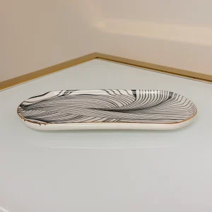 Set of 27 Turkish Porcelain Dinnerware Set, Modern Swirl Design Plates, Bowls & Serving Dishes