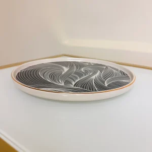 Set of 27 Turkish Porcelain Dinnerware Set, Modern Swirl Design Plates, Bowls & Serving Dishes