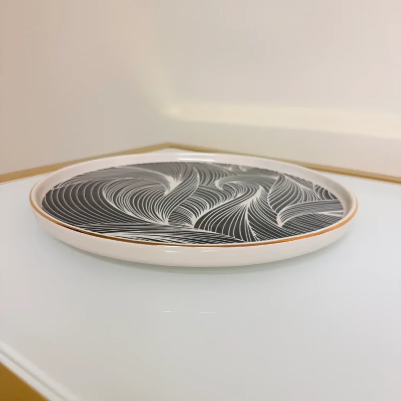 Set of 27 Turkish Porcelain Dinnerware Set, Modern Swirl Design Plates, Bowls & Serving Dishes