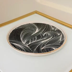 Set of 27 Turkish Porcelain Dinnerware Set, Modern Swirl Design Plates, Bowls & Serving Dishes