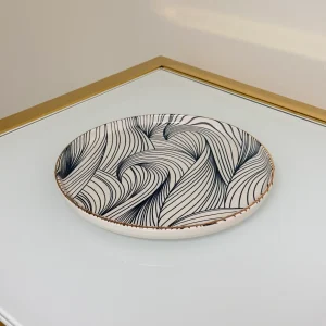 Set of 27 Turkish Porcelain Dinnerware Set, Modern Swirl Design Plates, Bowls & Serving Dishes