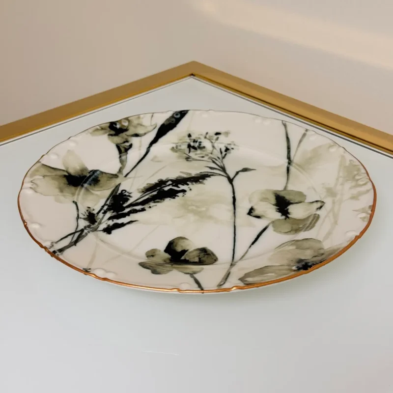 Set of 29 Turkish Porcelain Dinnerware Set with Watercolor Floral Design, Elegant Plates & Bowls